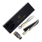 Conjunto Churrasco 8'' em Aço Inox, Cabo em Osso, Faca Florão, Garfo e Sal, BrutforjPolido