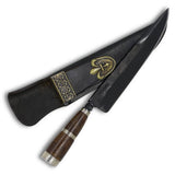 Faca Churrasco Torneada 8" em aço carbono, cabo em madeira com anel, brutforjfosfatizado