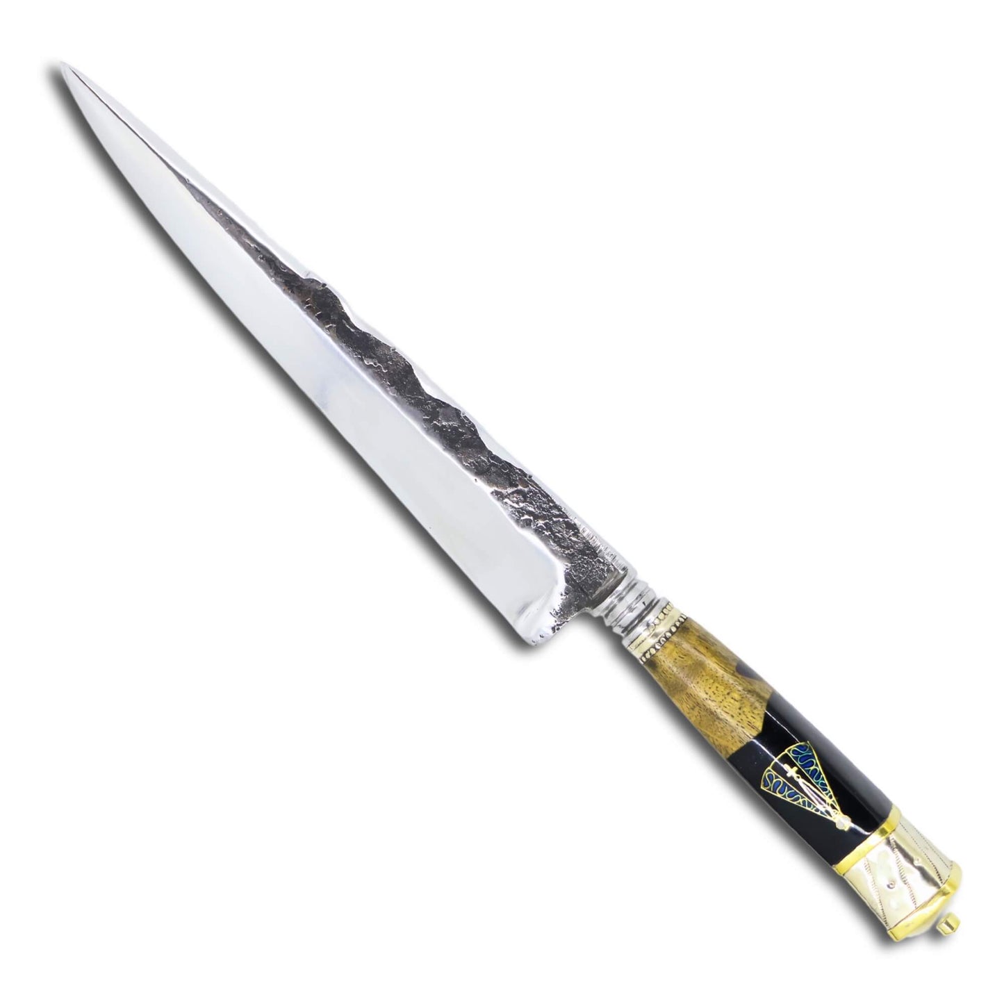 Faca Churrasco Torneada Especial 8" em aço carbono Brutforj Polido, cabo híbrido com Nossa Senhora