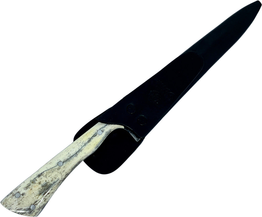 Faca D'Avila Gaúcha 8'' em aço carbono cabo em osso fossilizado, brutforj polido