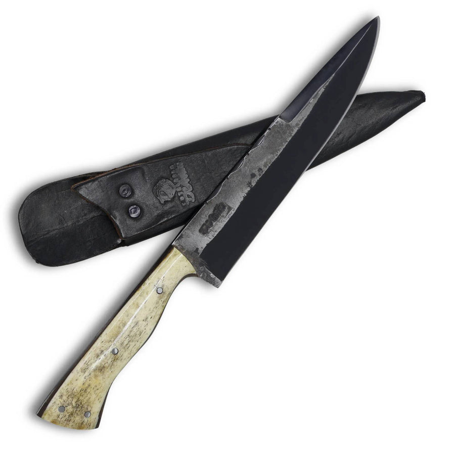 Faca Churrasco D'Avila 8" em Aço Carbono, Cabo em Osso, BrutForj Fosfatizado