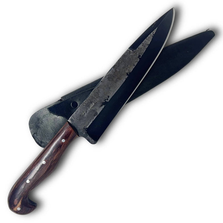 Faca Churrasco Sorocabana 8" em aço carbono, cabo em madeira, BrutFosfatizada