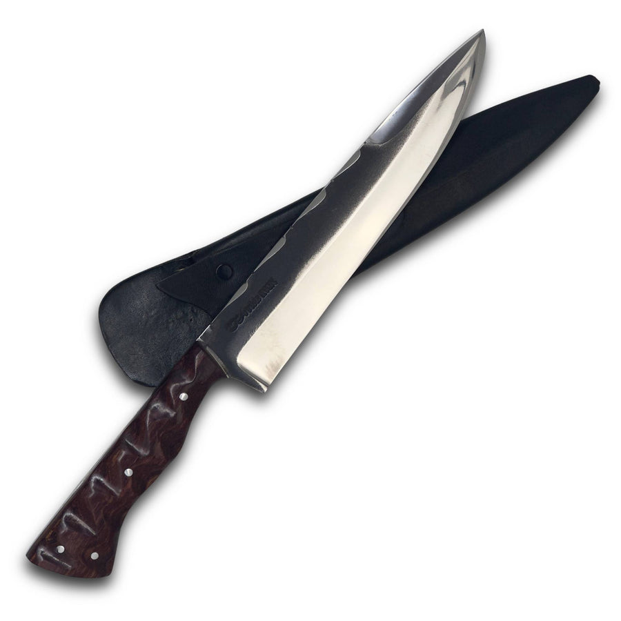 Faca Churrasco D'Avila 8" em Aço Inox, cabo esculpido em madeira, brutforj polido