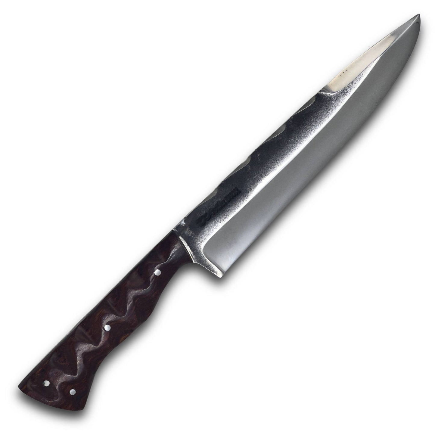 Faca Churrasco D'Avila 8" em Aço Inox, cabo esculpido em madeira, brutforj polido