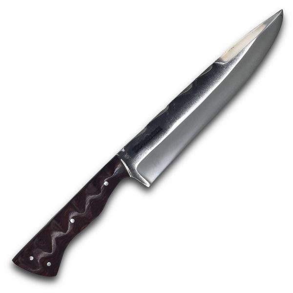 Faca Churrasco D'Avila 8" em Aço Inox, cabo esculpido em madeira, brutforj polido