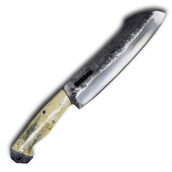 Faca Sampaio 8'' em Aço Inox, Cabo em Osso com Pederneira, BrutPolido