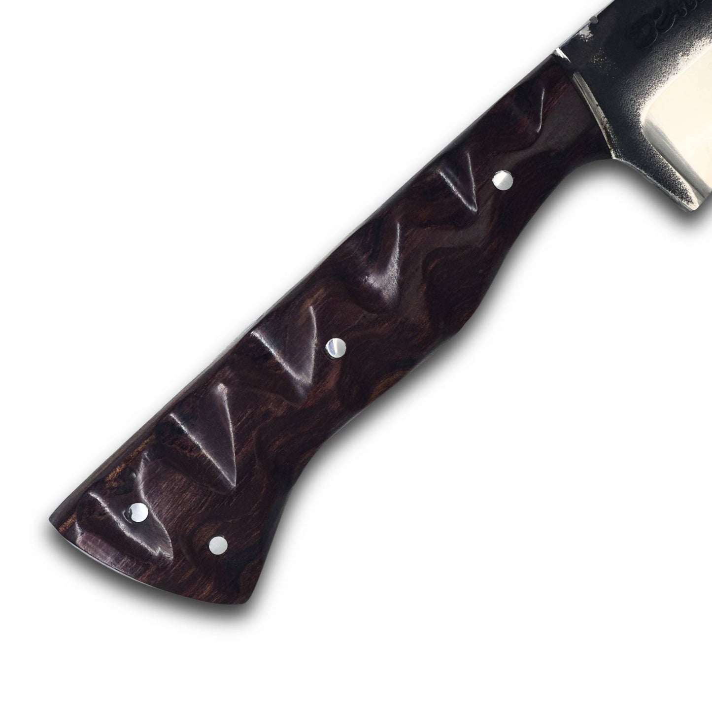 Faca Churrasco D'Avila 8" em Aço Inox, cabo esculpido em madeira, brutforj polido