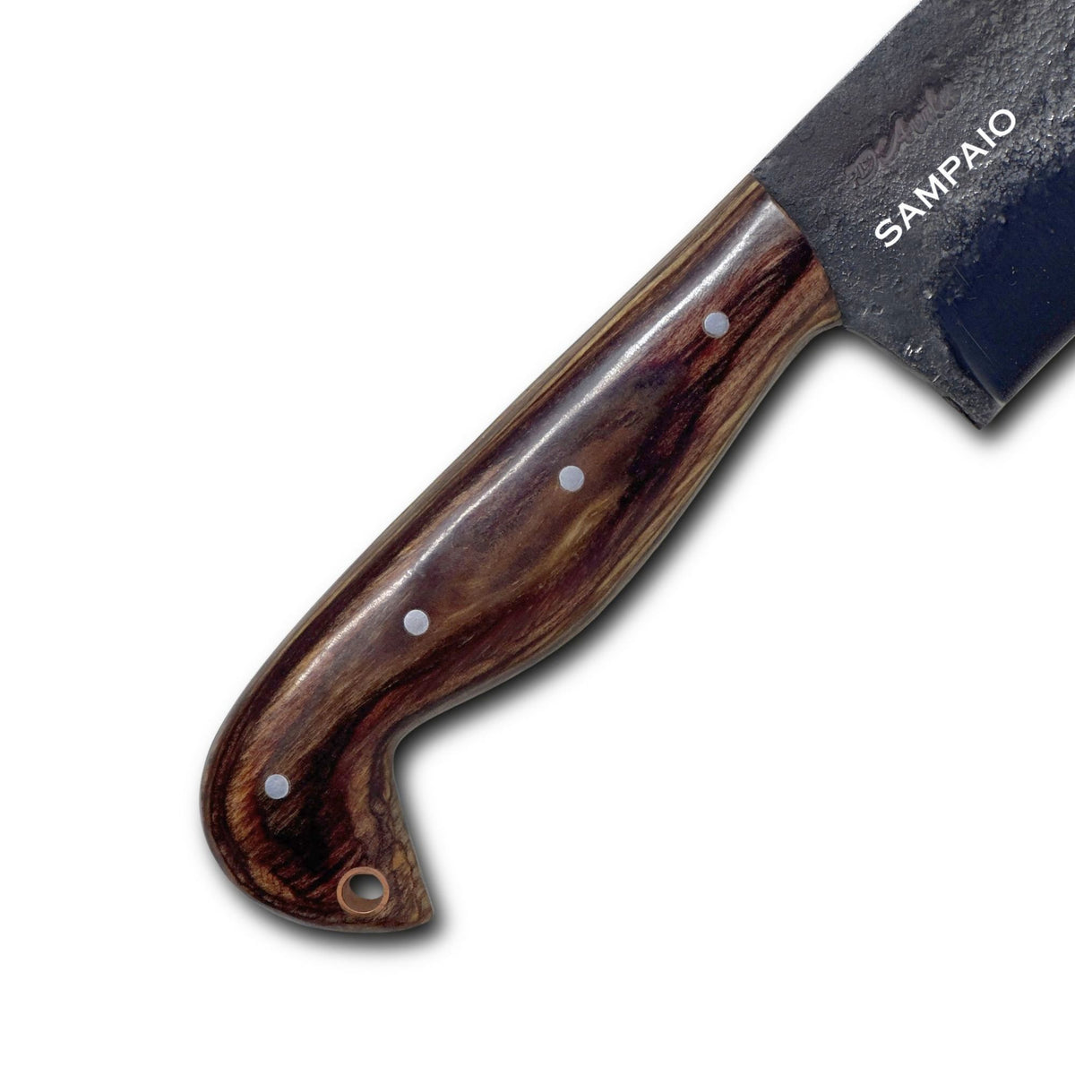 Facão Sampaio 12'' em Aço Carbono, Cabo em Madeira com Pederneira, Brut Fosfatizado