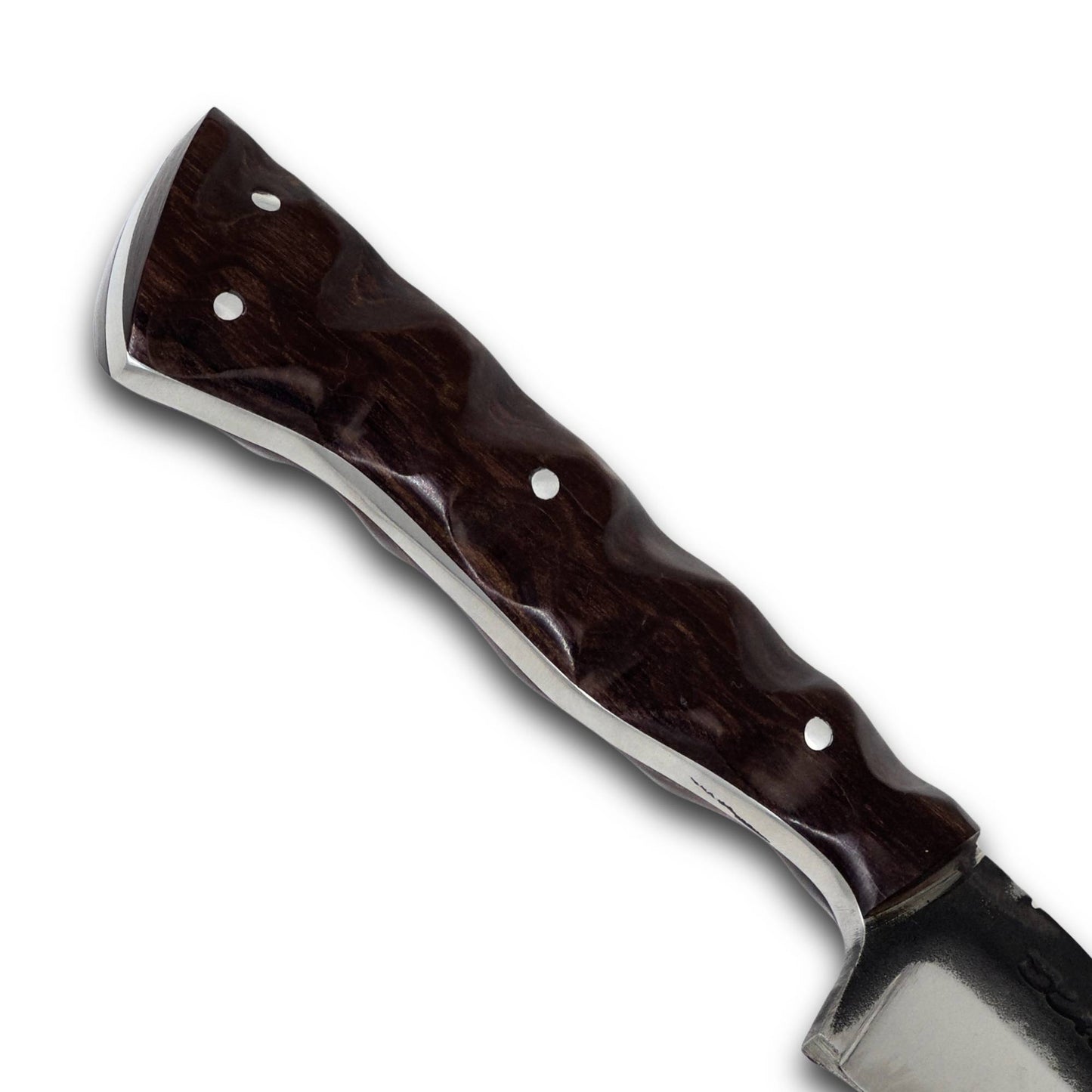 Faca Churrasco D'Avila 8" em Aço Inox, cabo esculpido em madeira, brutforj polido