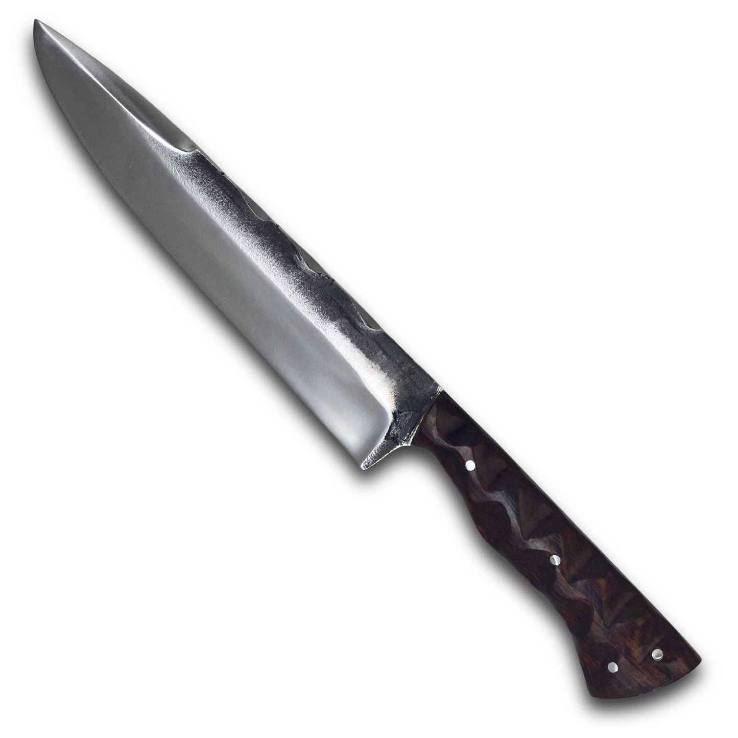 Faca Churrasco D'Avila 8" em Aço Inox, cabo esculpido em madeira, brutforj polido