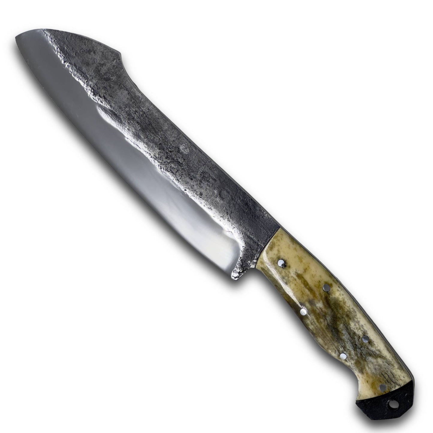 Faca Sampaio 8'' em Aço Inox, Cabo em Osso com Pederneira, BrutPolido