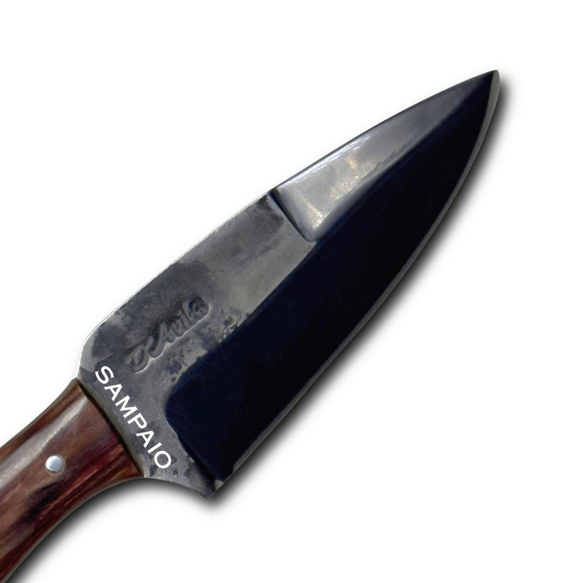 Conjunto Sampaio Facão 12'' e Faca 4'' em Aço Carbono, Cabo em Madeira com Pederneira, Brut Fosfatizado