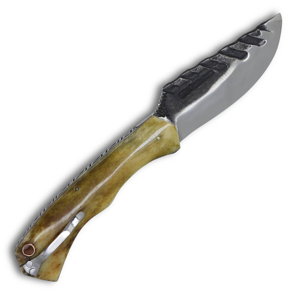 Canivete Montanha 5" em aço inox, cabo em osso fossilizado, tratorado polido