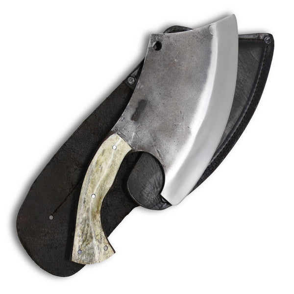 Cutelo Viking 8" em aço carbono, cabo em osso, brutforj polido