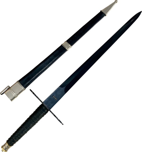 Espada Templária integral 24" Forjada em aço carbono, com guarda em aço damasco.