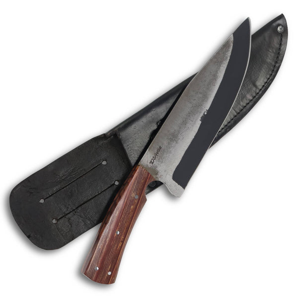 Faca Big Chef 8'' em aço carbono, cabo em madeira estabilizada, brutforj fosfatizado