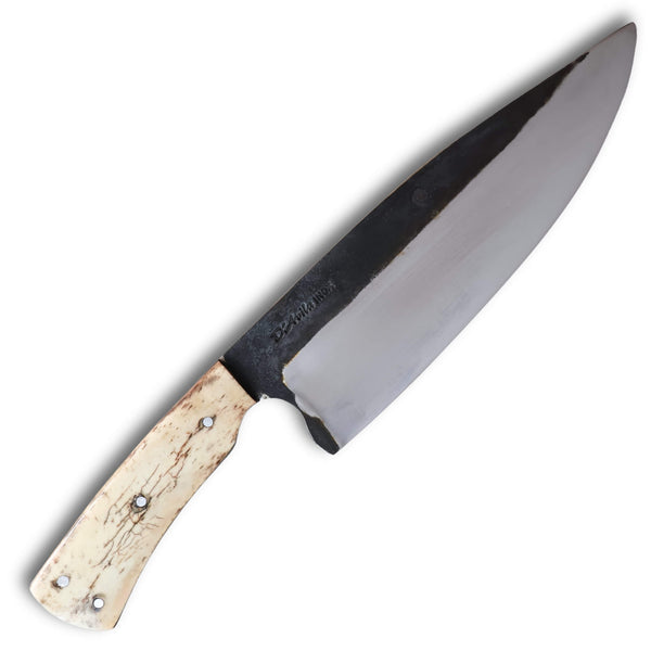 Faca Big Chef 8'' em aço Inox, cabo em Osso, brutforj polido