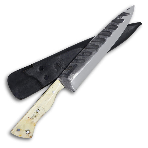 Faca Churrasco D'Avila 8'' em aço inox, cabo em osso, Tratorado polido