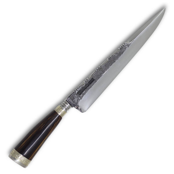 Faca Gaúcha Torneada 8" em aço Inox, cabo em madeira, brutforj polido