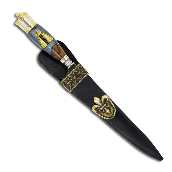 Faca Churrasco Torneada Especial 8" em aço carbono, cabo híbrido com Nossa Senhora, tratorado polido