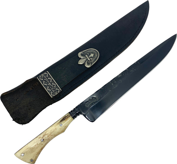 Faca Churrasco D'Avila 10" em Aço Carbono, Cabo em Osso, BrutForj Fosfatizado.