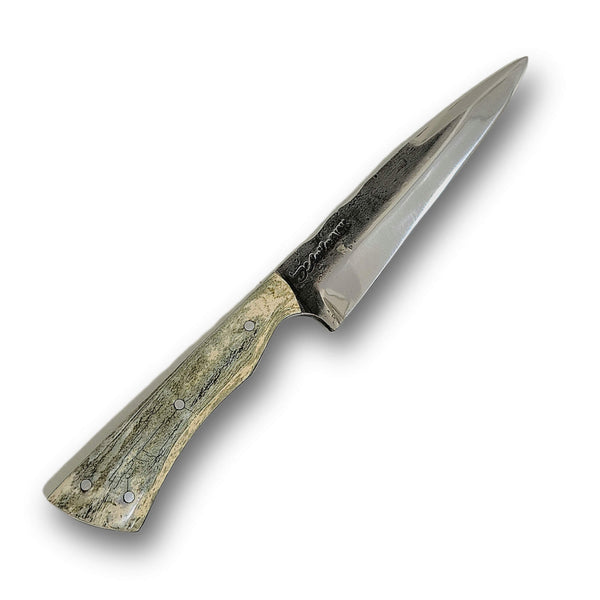 Faca Churrasco D'Avila 6" em Aço Inox, Cabo em Osso Fossilizado, BrutForj Polido