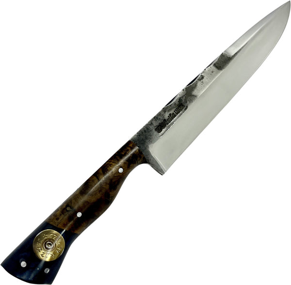 Faca Churrasco D'Avila 8" em aço inox, cabo híbrido em madeira e resina azul com cápsula de 12, brutforj polido