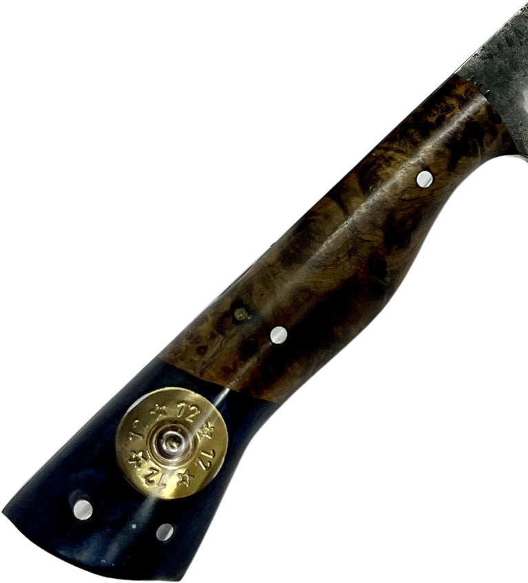 Faca Churrasco D'Avila 8" em aço inox, cabo híbrido em madeira e resina azul com cápsula de 12, brutforj polido