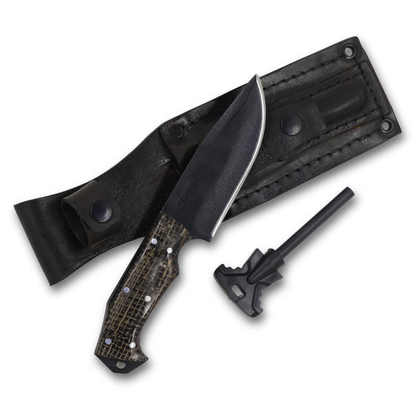 Faca EDC M 3" em Aço Carbono, Cabo em juta com Pederneira, Eletrostático