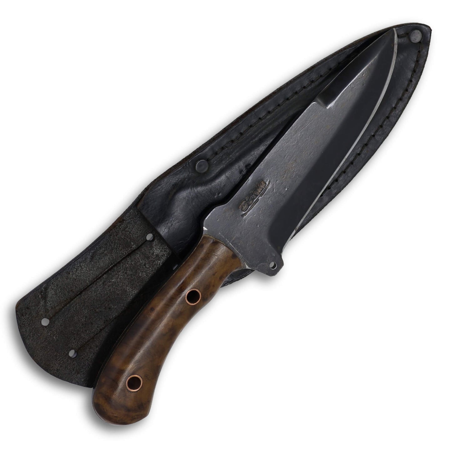 Faca Esportiva 6" em Aço Carbono, Cabo em Madeira, BrutForj Fosfatizado