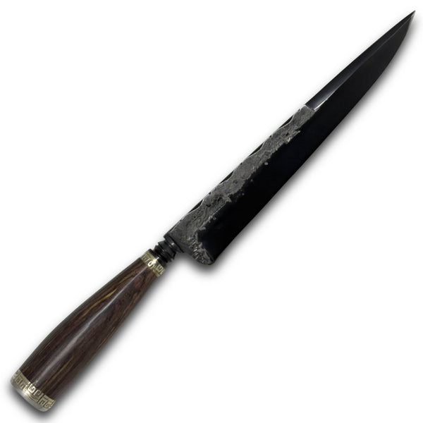 Faca Gaúcha Torneada 8", aço carbono, cabo em madeira, brutforj fosfatizado