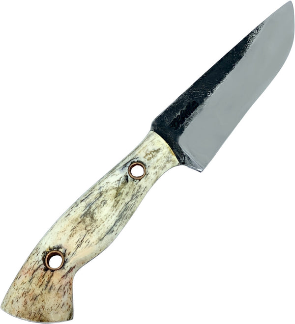 Faca Hunter 4" em aço carbono, cabo em osso fossilizado, lâmina brut forj.