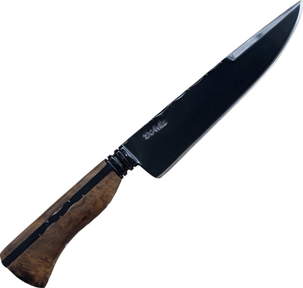 Faca Churrasco Invertida 8" em aço carbono, cabo em madeira, fosfatizado