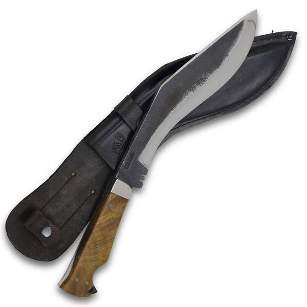 Faca Kukri 9" Full Tang em Aço Carbono, Cabo em Madeira, BrutForj Polido
