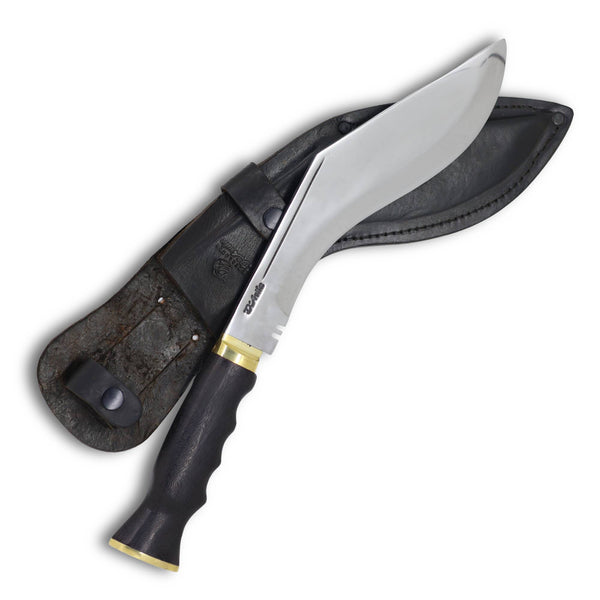 Faca Kukri 9" em Aço Carbono, Cabo em Madeira preta, Polido