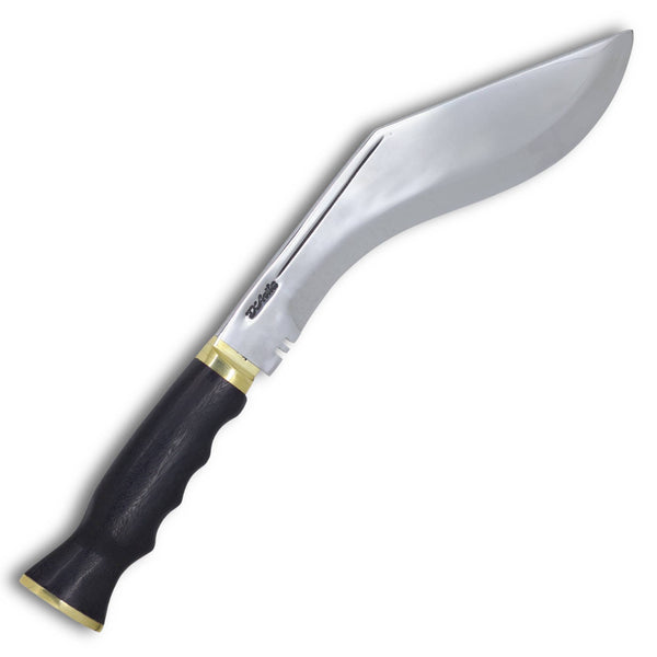 Faca Kukri 9" em Aço Carbono, Cabo em Madeira preta, Polido