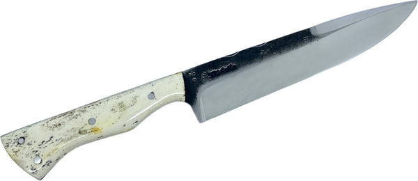 Faca Churrasco D'Avila 8" em aço carbono, cabo em osso fossilizado, brutforj polido