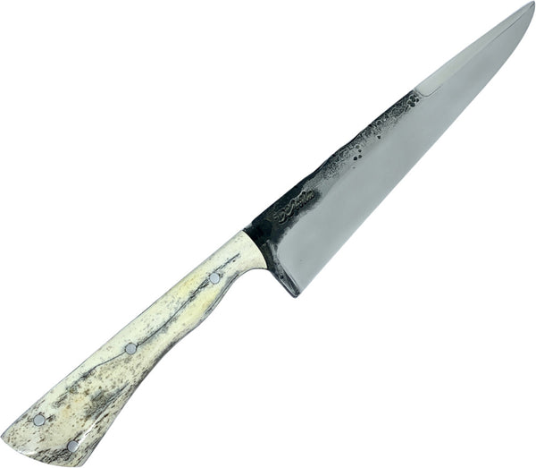 Faca D'Avila Gaúcha 8'' em aço carbono cabo em osso fossilizado, brutforj polido