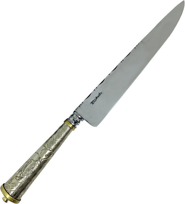 Faca Gaúcha Prateada 10'' em Aço Carbono, Cabo Prateado em Alpaca, Polido