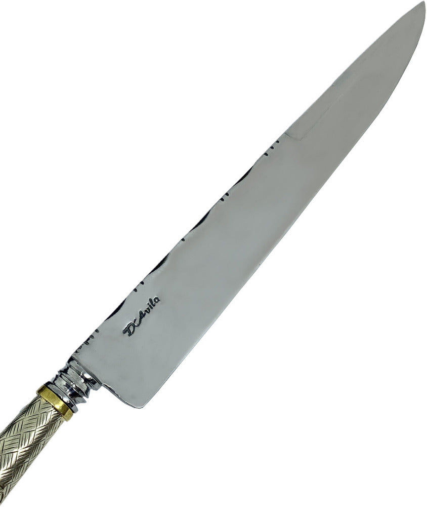 Faca Gaúcha Prateada 10'' em Aço Carbono, Cabo Prateado em Alpaca, Polido