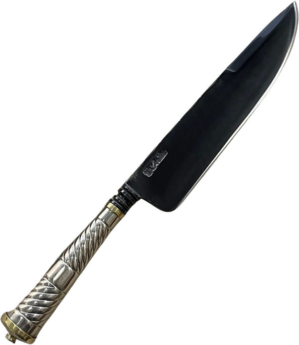 Faca Churrasco Prateada 8'' em aço carbono, Cabo prateado em alpaca, fosfatizado