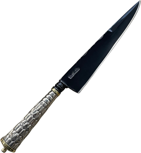 Faca Gaúcha Prateada 8'' em aço carbono, Cabo prateado em alpaca, fosfatizado