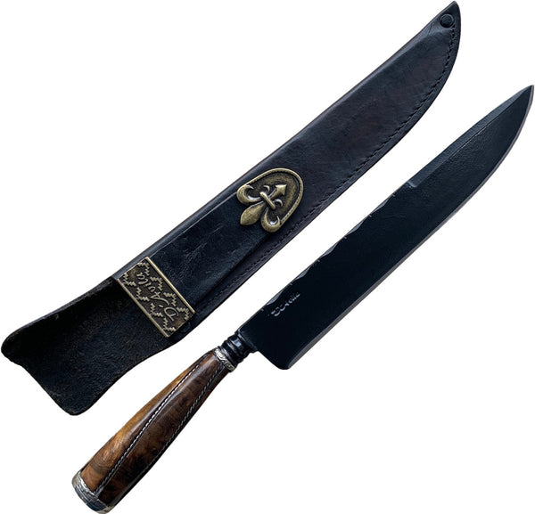 Faca Churrasco Retovada 10'' Cabo de Madeira, Fosfatizado