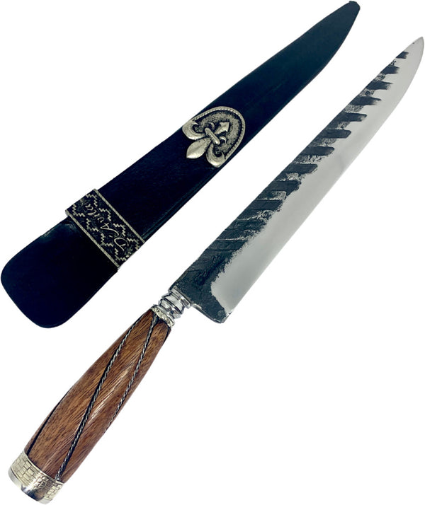 Faca Churrasco Retovada 10'' em Aço Carbono, Cabo de Madeira, Tratorado