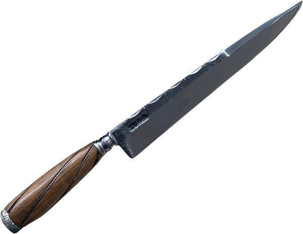 Faca Gaúcha Retovada 10'' Cabo de Madeira, BrutForj polido.