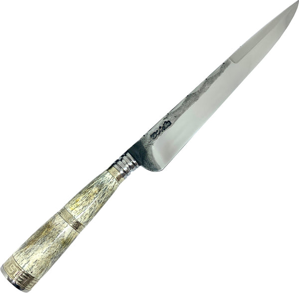 Faca Gaúcha torneada 10" Aço Carbono, Cabo em Osso, BrutForj Polido