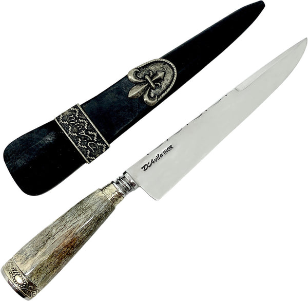 Faca Gaúcha Torneada 8" em aço Inox, cabo em osso fossilizado, polido