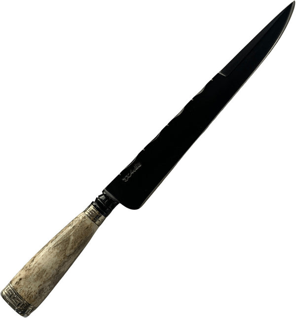 Faca Gaúcha Torneada 10" em Aço Carbono, Cabo em Osso Fossilizado, Fosfatizado