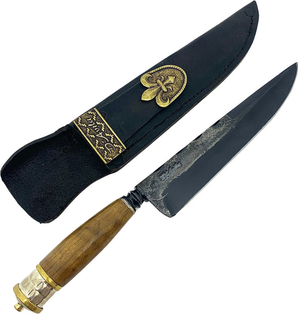 Faca Churrasco Torneada Especial 8" em aço carbono, cabo em madeira, brutforj fosfatizado