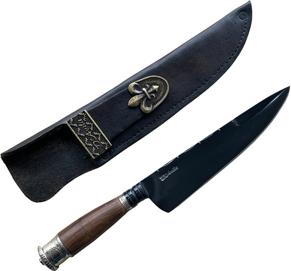 Faca Churrasco Torneada Especial 8" em aço carbono, cabo em madeira, fosfatizado